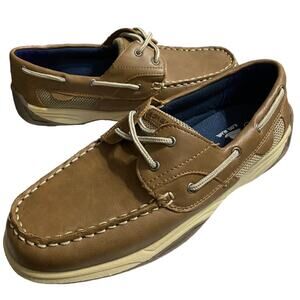 Aloha Island Men's Deck Boat Shoes Size 7 Brown Cream Preppy Resort Vacation